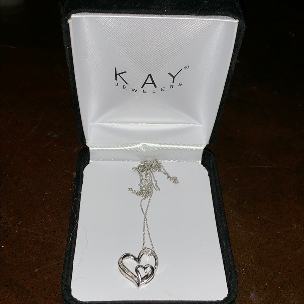 double heart diamond necklace